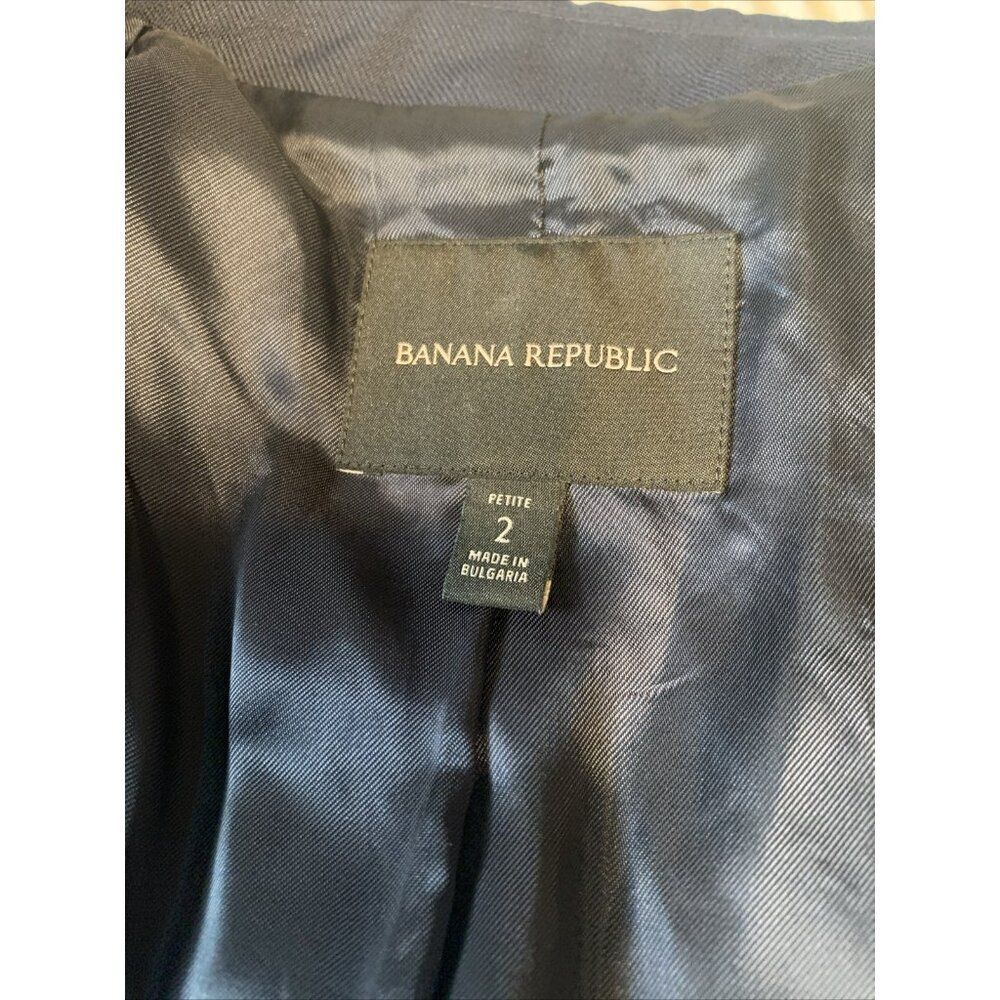 Banana Republic Icon Captain Blazer Navy Blue Lion Gold Buttons 2 Petite Xs - Picture 8 of 10